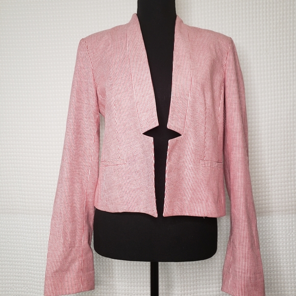 🆕 DREW Anthro Chambray Stripe Taryn Crop Jacket - Picture 2 of 7